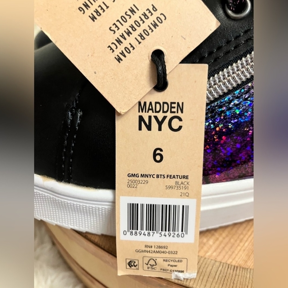 Madden NYC Women's Black and Purple Glitter Sneakers - Picture 11 of 11